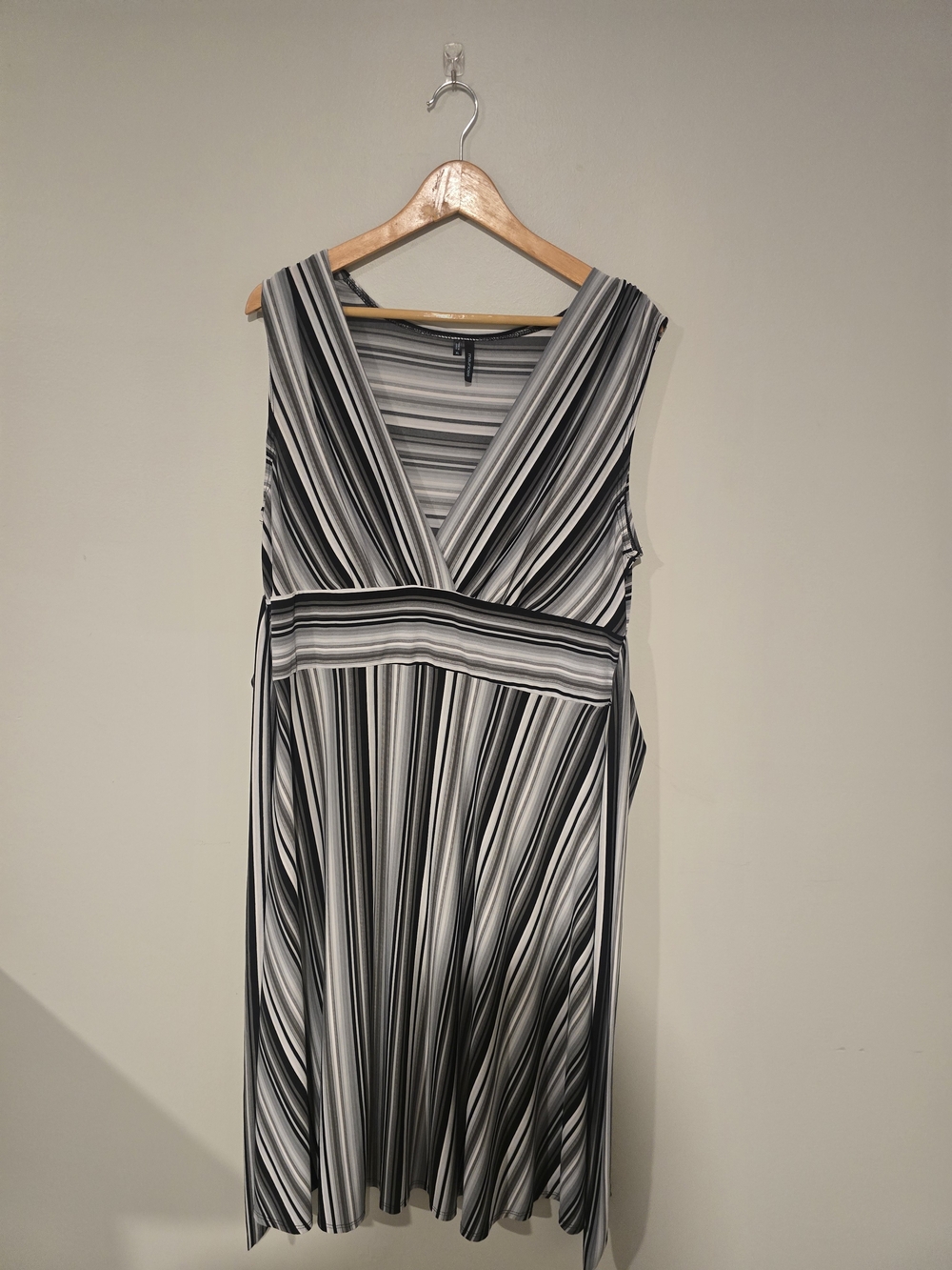Maurices Black and White Striped V-Neck Midi Dress